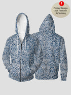 Autumn Winter Men'S Casual Hoodie Retro Blue White Checkered Hooded Zipper Jacket Easy Versatile - Mixed colors