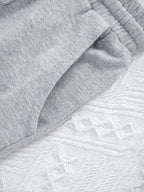 Women's Fashion Casual Summer Vacation Style Printed Hoodie Sweatshirt and Joggers Set - Grey