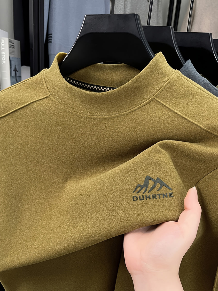 Minimalist Urban Velvet Base Layer for Warmth and Urban Casual Style - Brown Golden