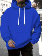 Warner Men's New Trendy Hoodie, Warner's Batman IP Co Branded Batman Villain Collection Printed Hoodie, Casual Daily Drawstring Hoodie, Long Sleeved Pullover, Machine Washable, Versatile Sports Casual Loose Men's Casual Hoodie, Front Kanga - Blue