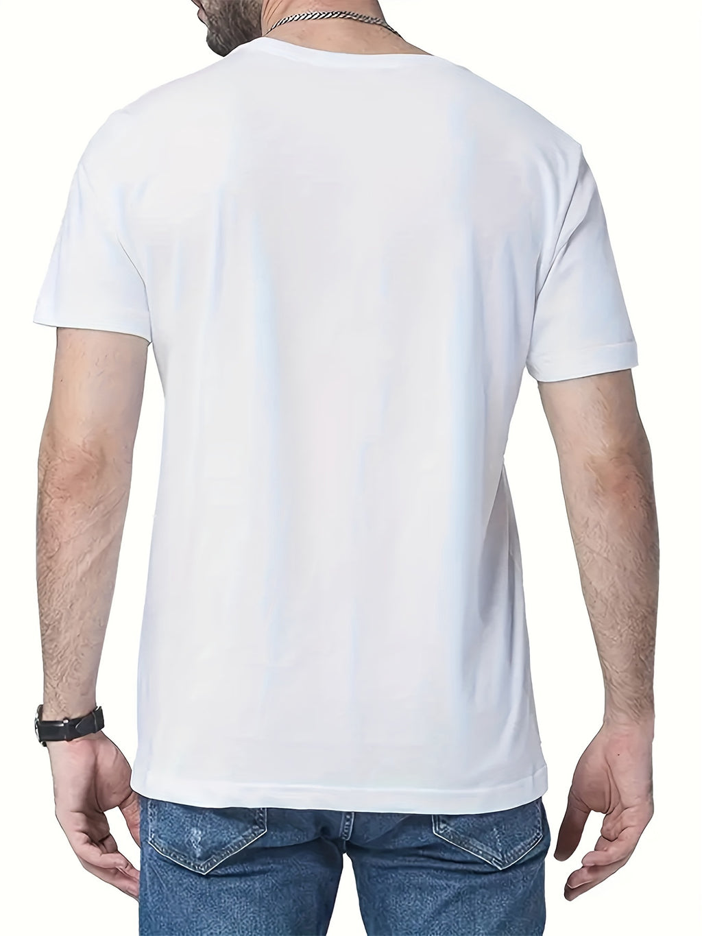 Trendy Printed T Shirts for Men, Regular Standard Fit Comfortable Short Sleeve Casual Tee, Versatile Everyday Fashion Outfit Top - White