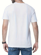Trendy Printed T Shirts for Men, Regular Standard Fit Comfortable Short Sleeve Casual Tee, Versatile Everyday Fashion Outfit Top - White