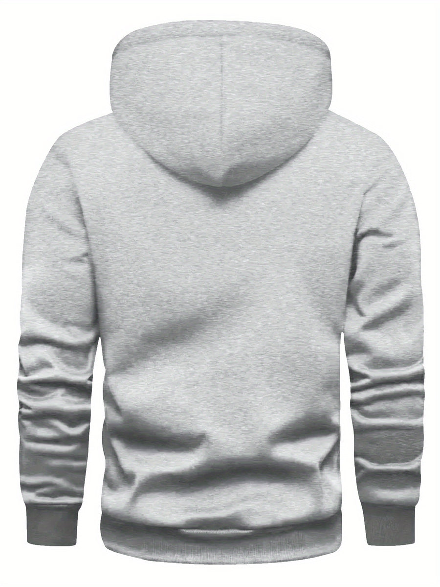 New Arrival: Men'S Hooded Sweatshirt with Geometric Print And Wrinkle-Resistant Fabric - Perfect for Casual Outings And Active Days! - Grey