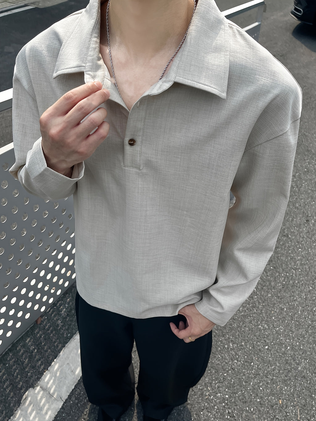 Men'S Casual Athletic T-Shirt, 1pc Men'S Fashion Trendy Casual Lapel T-Shirt, Loose Fit, Comfortable Linen-Like Fabric, Suitable for Daily Casual Outing Wear - Apricot