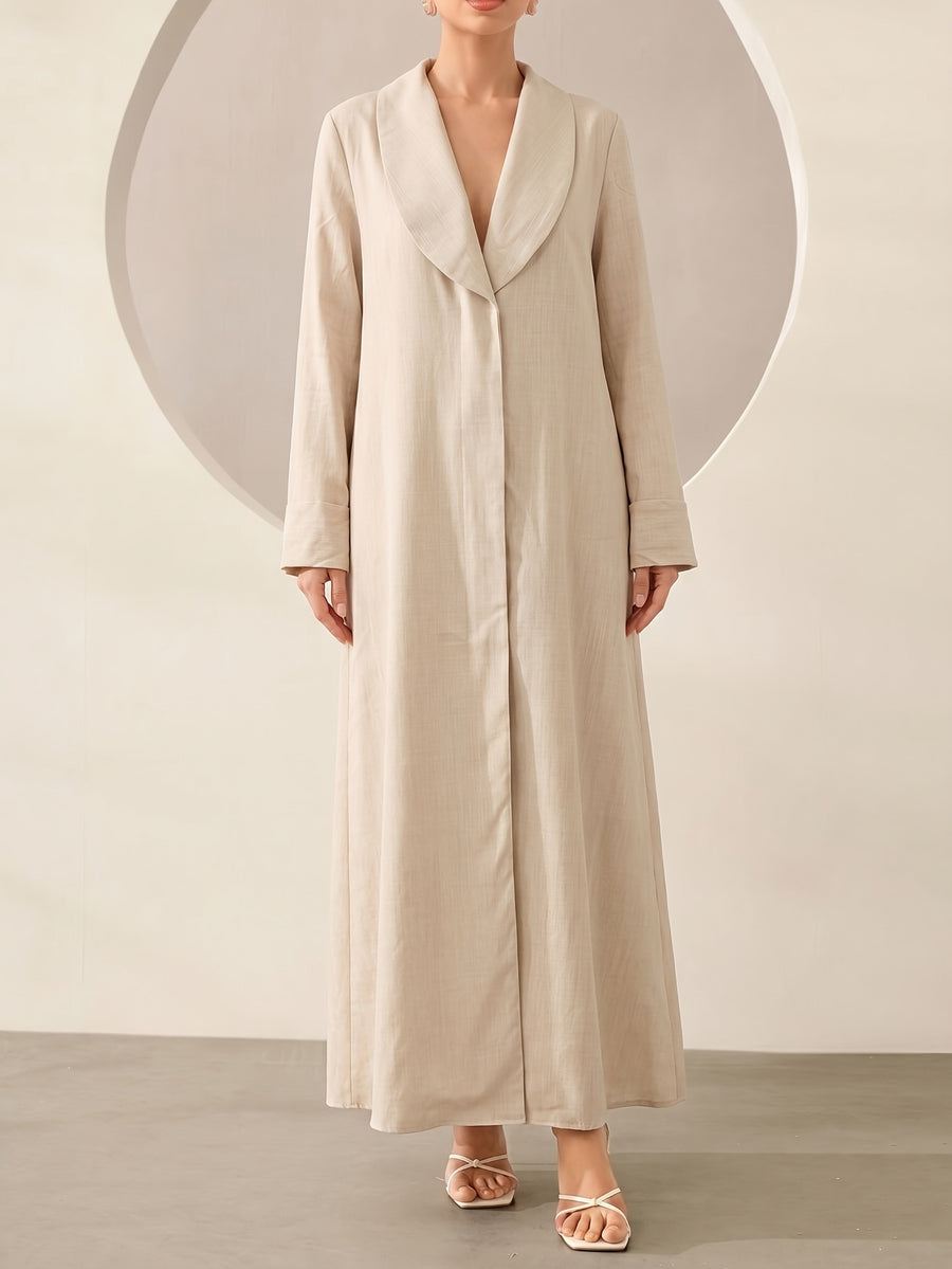 Women's Solid Color Casual Elegant Lapel Daily Loose Robe - Apricot