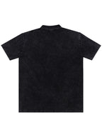 BLACK Print Men'S 100% Washed Solid Color Lapel Shirt Short Sleeve T-Shirt - Retro Distressed Design, Lightweight And Breathable Fabric, Streetwear Trendy Loose Top, Suitable for Casual Wear And Layering - Black