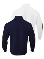 2pcs Men's Stand Collar Jacquard Knit Henley Shirts, Mature Vintage High Neck Pullover Polo, Random Texture Color-Block Collar Jacquard Patchwork Design, Suitable for Outdoor Casual Sports Wear, Ideal as Men's Birthday Gift, Outdoor Clothing - White+Navy Blue