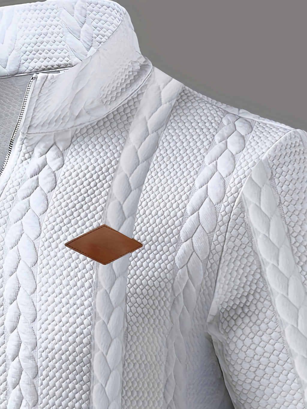 Men'S Casual Polo, Zip-Up Collar Pullover, Men'S Henley Shirt, High-Weight Fabric, Textured Material - White