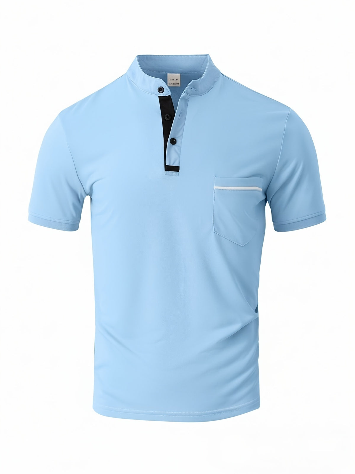 [Josh May OBM] 4pcs Set, Solid Color Stand-Up Collar Henley Shirts, Breathable Quick-Dry Casual Shirts, Lightweight Stretch, No Ironing Required, Durable And Wearable, Button-Up Design, Suitable for Summer Office, Yacht Wear, Casual Attire - Black+White+Light Blue+Wine Red