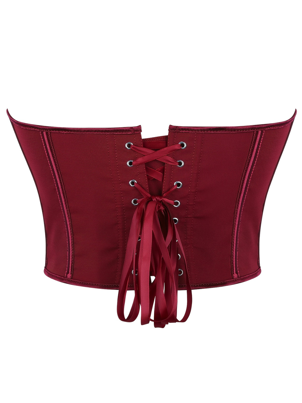 Sexy Women's Strapless Mesh Top, Breathable Double-Layer Frosted Texture, Women's Sexy Court-Style Corset Top - Burgundy