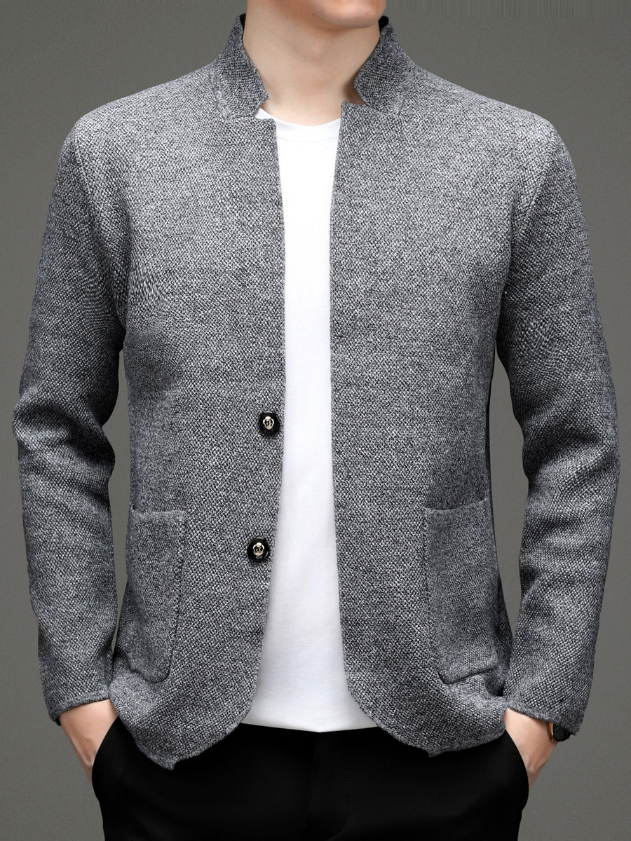 Men's 500g Heavyweight Knit Cardigan, Fashionable, Simple, and Elegant - Dark Gray