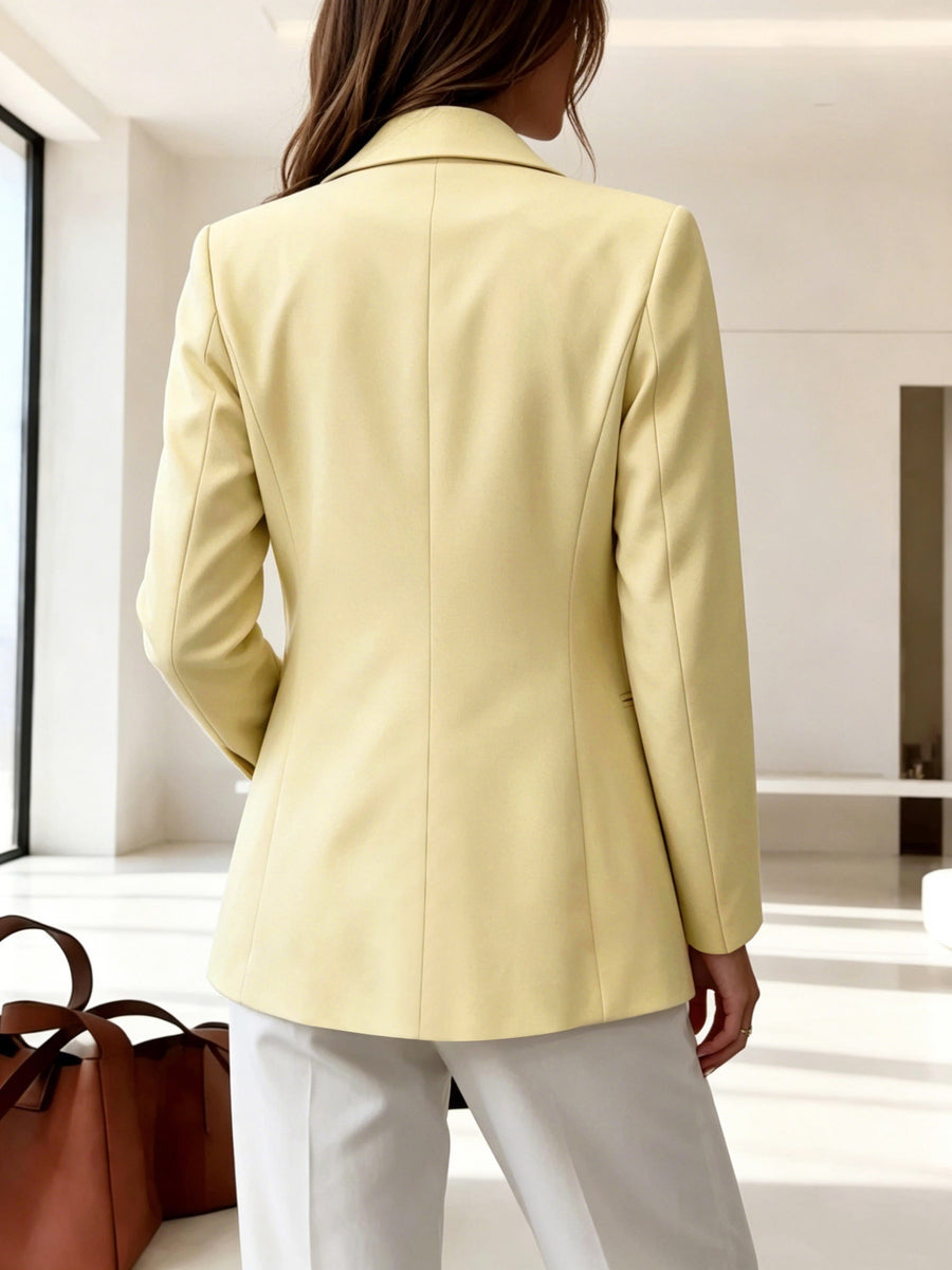 Cream Yellow Casual Elegant Blazer - Yellow