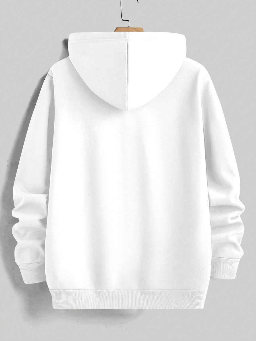 Fashion Casual Style Easy Gradient Letter Pattern Men'S Hoodie, Men'S Long Sleeve Hooded Sweatshirt - White
