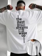 Men'S New 100% T-Shirt, Letter Print on Back Comfortable Soft Breathable All-Season Casual Daily Versatile - White