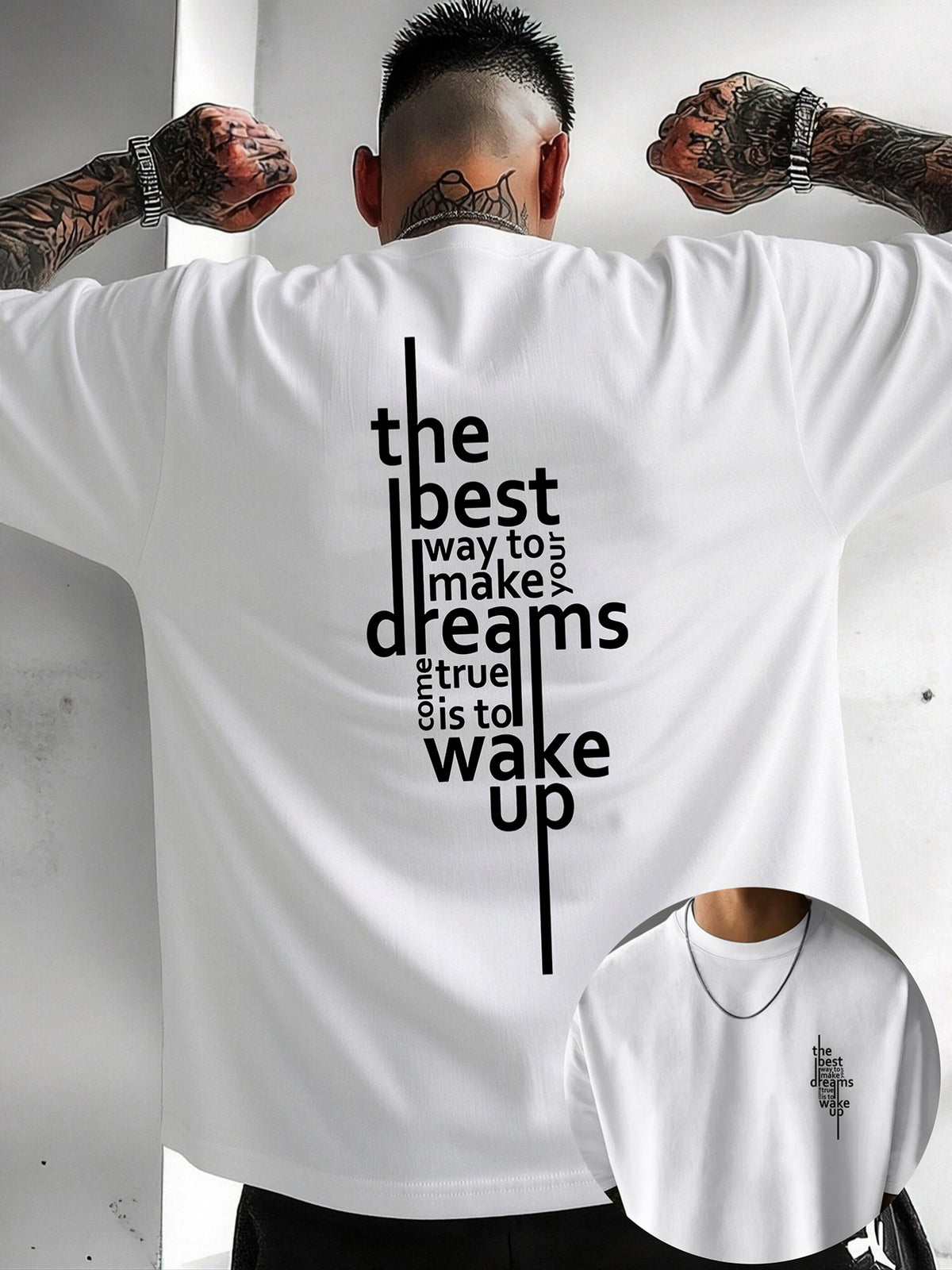 Men'S New 100% T-Shirt, Letter Print on Back Comfortable Soft Breathable All-Season Casual Daily Versatile - White