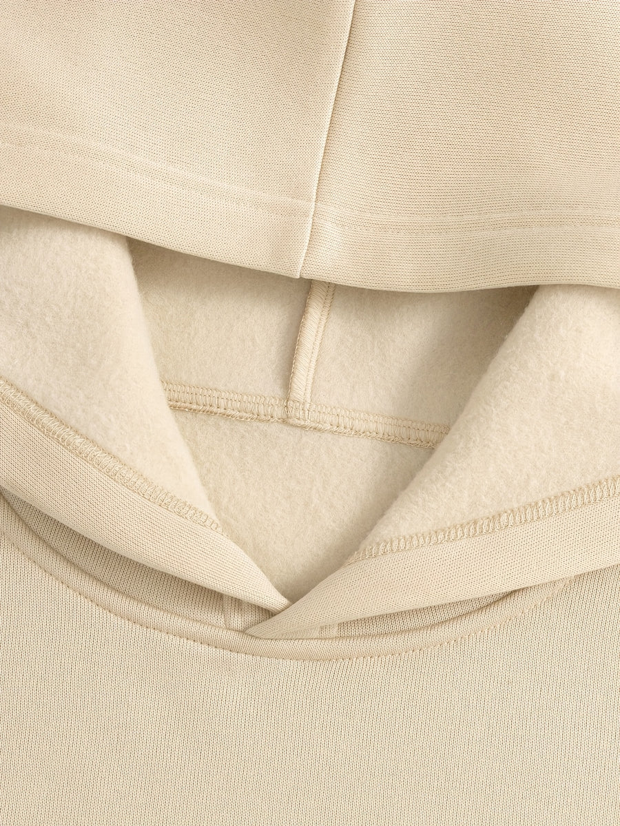 D92 - Loose Fit Hooded Sweatshirt, Fashionable and Versatile "Patience" Letter Graphic Print Hoodie, Spring and Autumn, Women's Apparel L16284 - Apricot