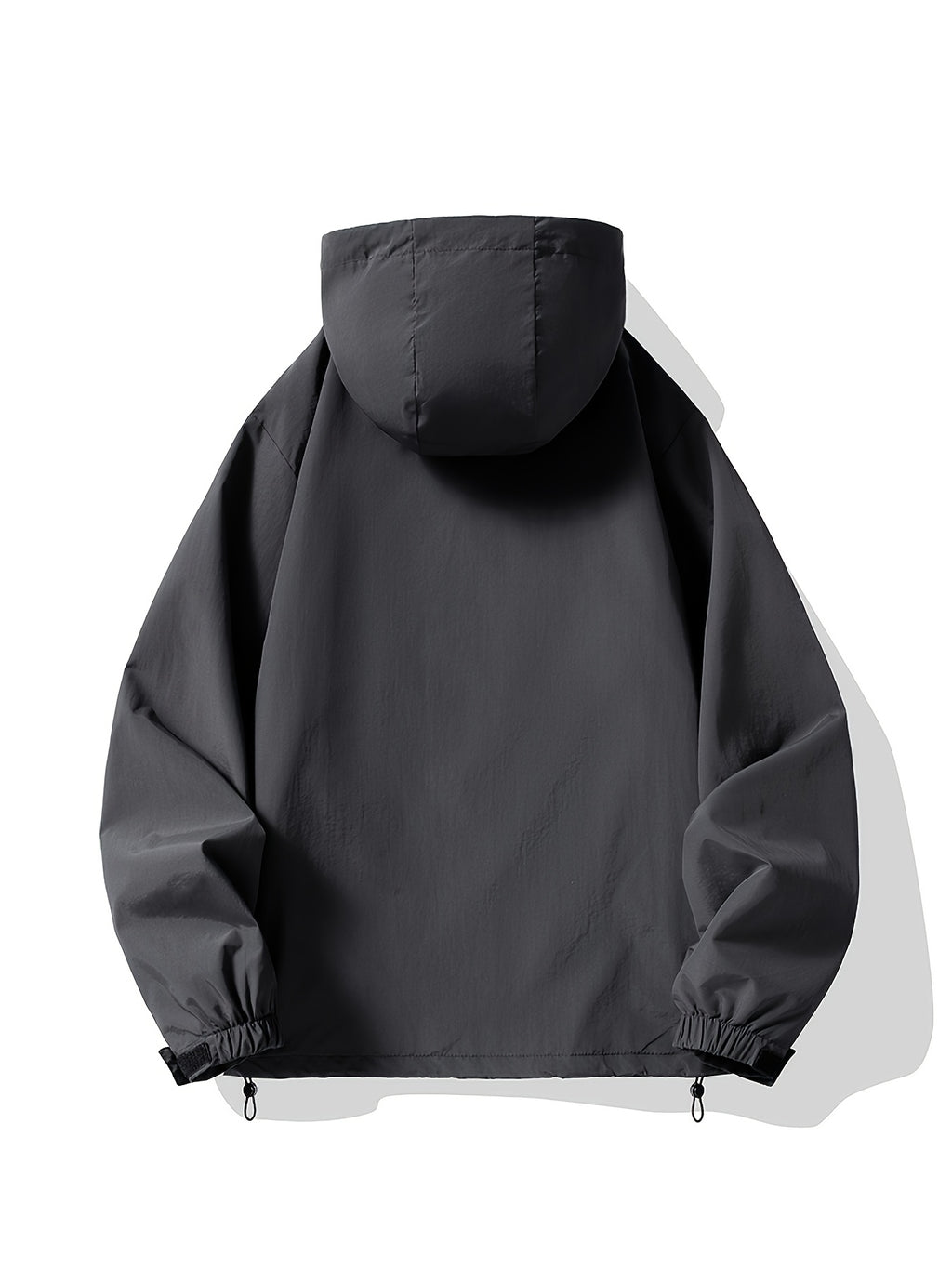 Men's Spring/Autumn Hooded Windbreaker Jacket, Loose Fit Plus Size Trendy Versatile Half-Zip Casual Workwear Jacket, Fashionable Thin Half-Zip Outerwear Suitable for Outdoor Sports, Travel, Hiking, and Adventure Wear - Dark Gray