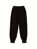 Casual Trousers with a Graphic Design, Featuring an Elastic Waistband, Suitable for Women - Black