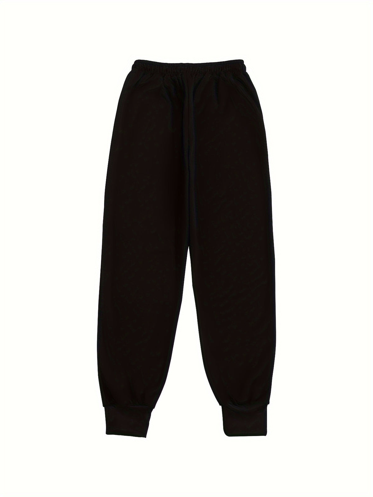 Casual Trousers with a Graphic Design, Featuring an Elastic Waistband, Suitable for Women - Black