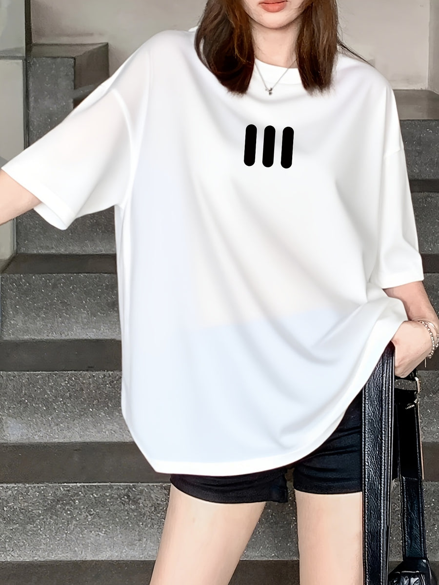 Vintage Fashion Short Sleeve T-Shirt for Women, Summer Cartoon Print Short Sleeve T-Shirt, Pure Short Sleeve T-Shirt Top, Unique Design Niche Chic Loose Fit Top Base Layer #3333 - White