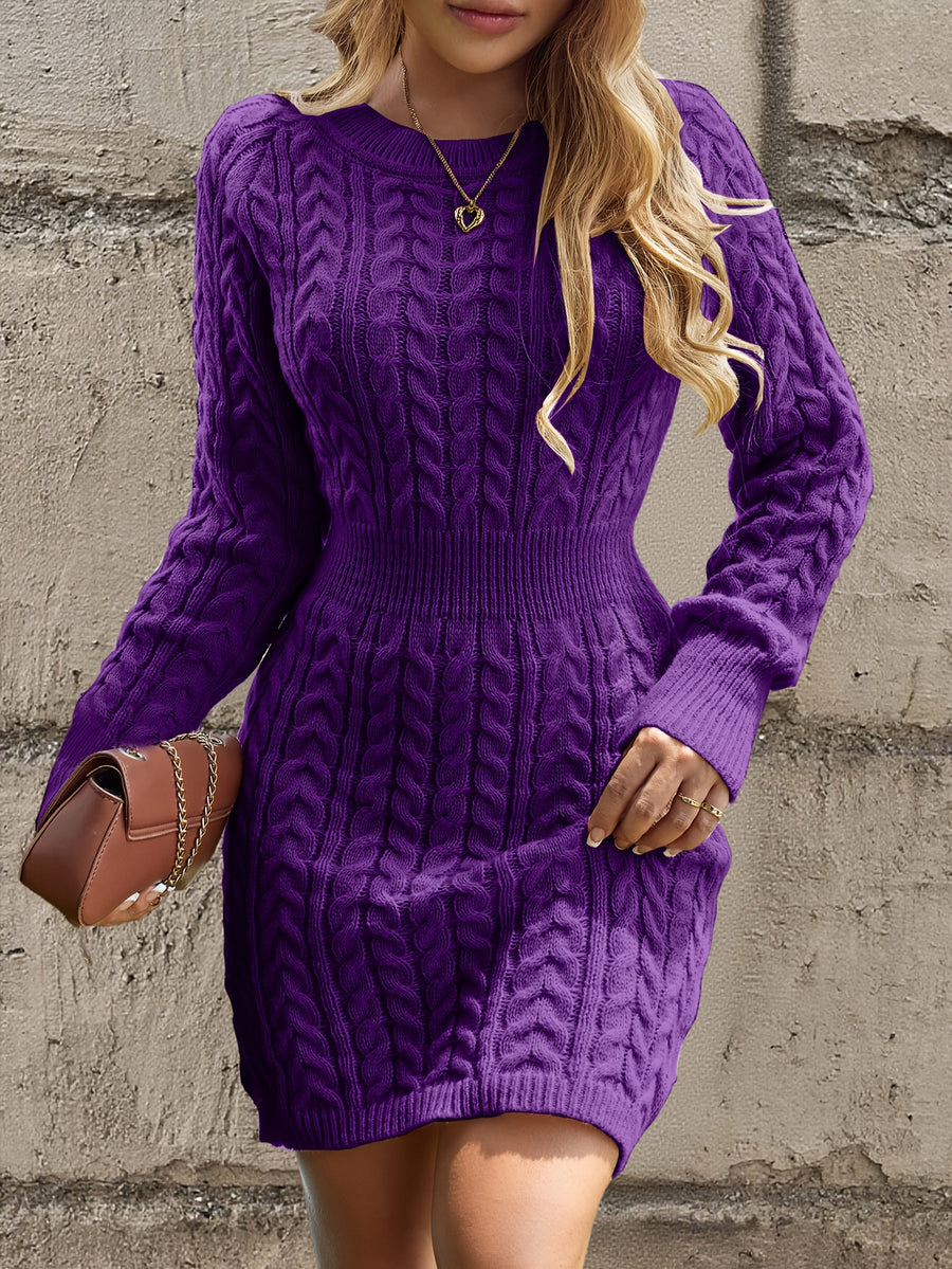 Chunky Women'S Sweater Dress - Purple
