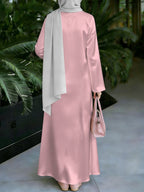 Women's Middle Eastern Style Muslim Elegant Thobe Dress, Suitable for Malaysia, Dubai Ethnic Long Dress, Straight Cut Loose Fit, for Festivals, Visiting Family, and Worship, Smooth and Wrinkle-Resistant, Non-Embroidered, Dignified and Grand Arab - Mixed colors