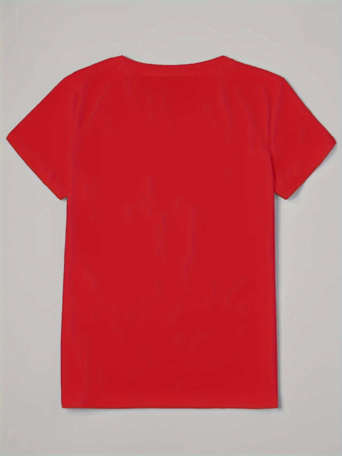 Calvin, Spring and Summer Graphic Print T-shirt, Short Sleeve Crew Neck Casual Top for Summer & Spring, Women's Clothing - Red