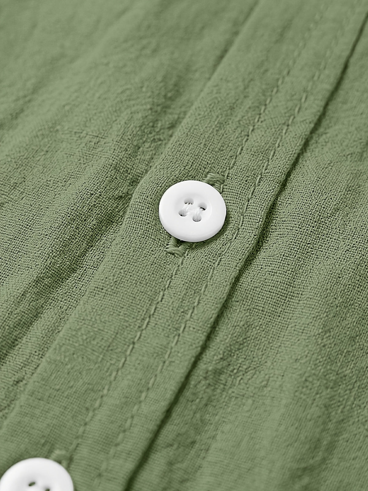 Men's Linen Long-sleeve Shirt, Small Stand-up Collar Button- Casual Shirt, Solid Color Simple and Versatile Style, Suitable for Spring and Autumn Outdoor Activities, Travel and Vacation, and Daily Commuting Wear - Olive Green
