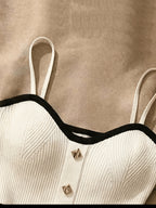 Women'S Contrast Color Patchwork Camisole Sweater (Size Runs Small, Recommend Up 1 Size) - White