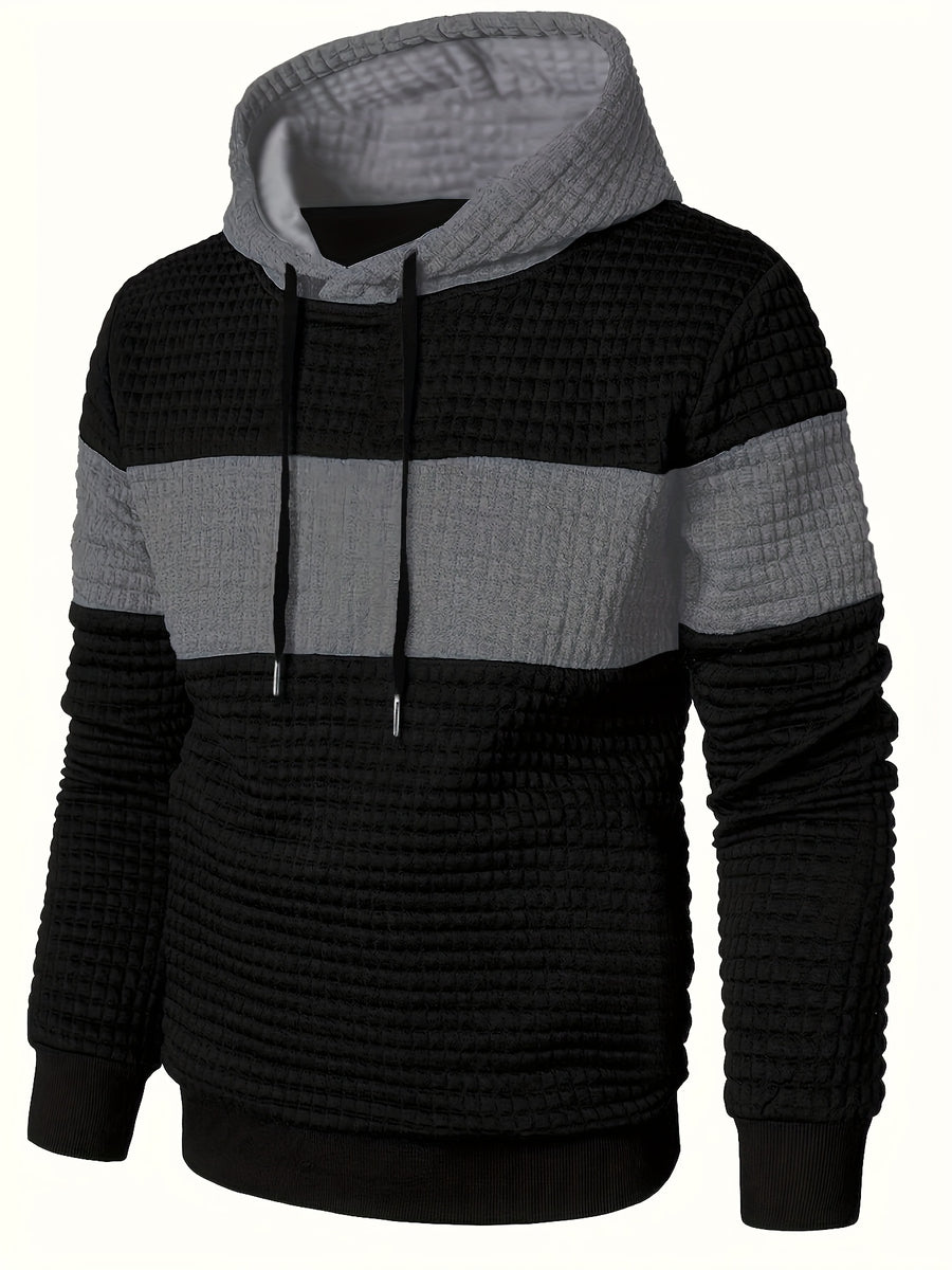 Color-Block Fashion Hoodie Sweatshirt Casual Versatile Men'S Pullover - Dark Gray