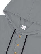 Men'S Linen Hooded Drawstring Henley Shirt Breathable Skin-Friendly Anti-Wrinkle Drape Daily Commute/Outdoor Leisure/Light Exercise Drawstring Hood And Button-Up Placket Loose All-Match Multi-Color Optional - Grey