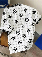 Men'S Geometric Pattern T-Shirt, Print on Premium Ink Round Neck T-Shirt, Breathable Fabric, Casual Street Style Short Sleeve Round Neck T-Shirt, Summer Fashion Choice, Street Trendy Style - Mixed colors