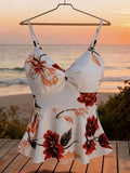 Elegant Women's Floral Print Strapless Backless Bodycon Top with Thin Straps, Versatile and Suitable for Vacation Wear - Mixed colors