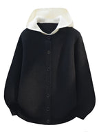 Christmas, Thanksgiving, New Year's Eve, Men's 2-in-1 Look Color Block Hooded Cardigan, Acrylic Blend, Available in Black, Red, Gray, Multiple Colors, Sweatshirt + Cardigan Design, Two-Way Styling in One Top, New Autumn/Winter Men's Regular - Black