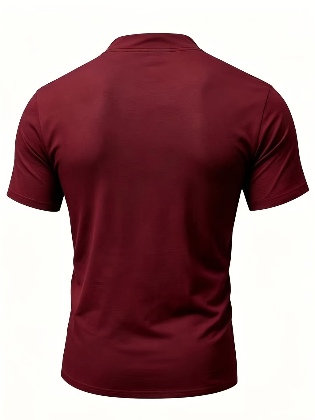 2026 New Men'S Casual Small Lapel Solid Color Short Sleeve, 2pcs Set - Wine Red And Navy Blue