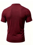 2026 New Men'S Casual Small Lapel Solid Color Short Sleeve, 2pcs Set - Wine Red And Navy Blue
