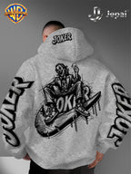 Official Warner Bros., Trendy Cool American Street Style DC Classic Character Themed Print Hoodie, American Street Style Unisex Long Sleeve Top, Suitable for Daily And Outdoor Activities, Ideal Warm Outerwear Choice for Autumn And Winter! - Light Grey