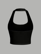 Casual Slim Slogan Print Short Tank Top for Summer Holidays I DON'T CARE - Black