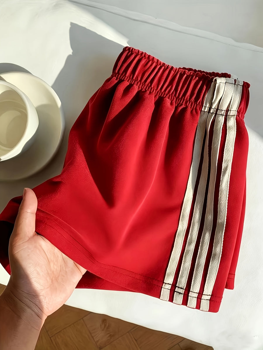 (ZD1019268) Ladies' Fashionable Casual Shorts - Red