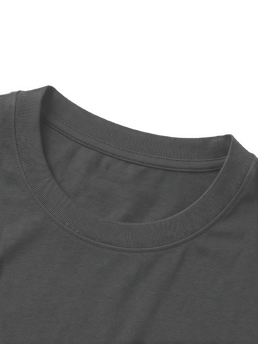 100% Cotton Men's T-Shirt, Spring/Autumn Long Sleeve, Standard Fit, Daily Casual Versatile Top, Fashionable, Elegant, , and Fun Print - Dark Gray