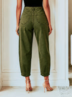 Women'S Elastic Casual Fashion Loose Harem Ankle Jeans - Olive