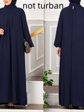 Pleated Modest Dress Muslim Turkish Dress Prom Dress Evening Dress - Navy Color