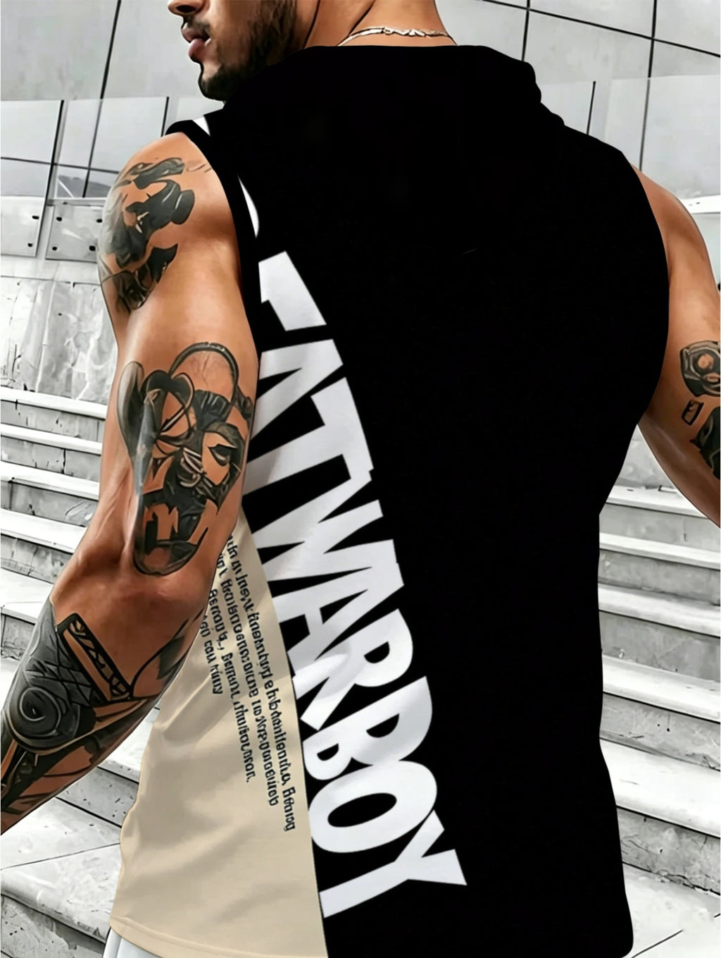 Sleeveless Hooded Sports Top with Hooded Neck & Letter Print Color Block Design - Breathable Sleeveless Suitable for Gym, Outdoor Training, Casual Wear, Spring/Summer Fitness Apparel, Machine Washable Youth Fashion Top - Mixed colors