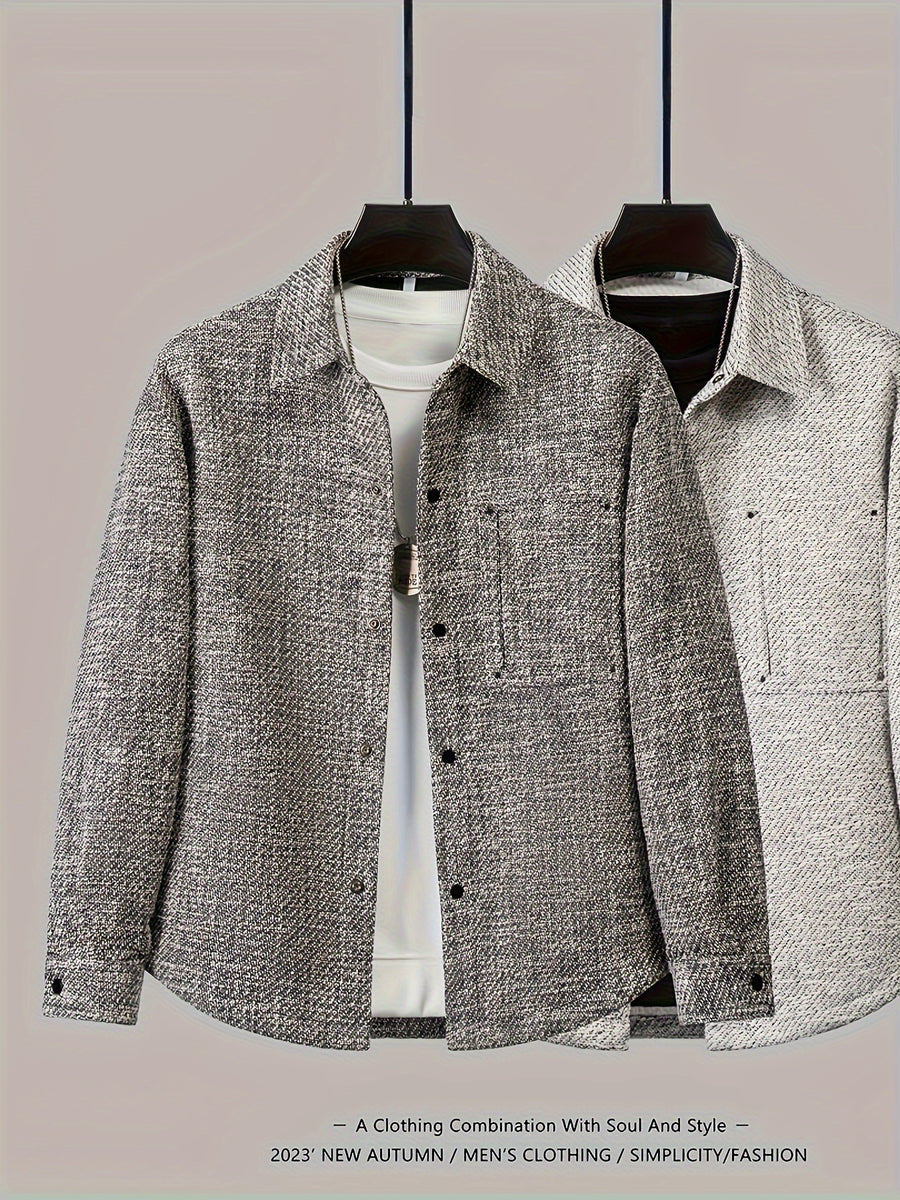 Spring And Autumn Outerwear Men'S Shirt Jacket New Casual Lapel Trendy Shirt Collar Coat Handsome Trendy - Black