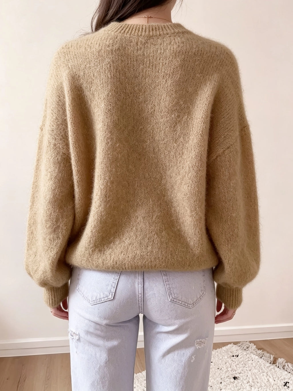 High-quality Sweater with a Soft Texture, Offering Comfortable and Loose-fitting Wear. The Elegant Design Is Suitable for Autumn and Winter Seasons, Especially for Warm Weather. Elegant Party Women's Wear, Festive Attire for Women, and Casual - Khaki