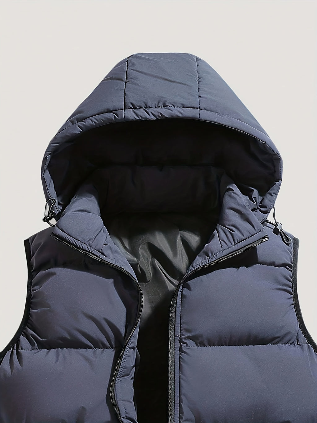 Men'S Autumn Winter Solid Color Vest, Outdoor Casual Fashion Thickened Waistcoat, Quilted Casual Warm Jacket with Removable Hood, Zippered Pockets, Men'S Cold Weather Jacket Top. Suitable for Multi-Scene Wear - Slate Grey