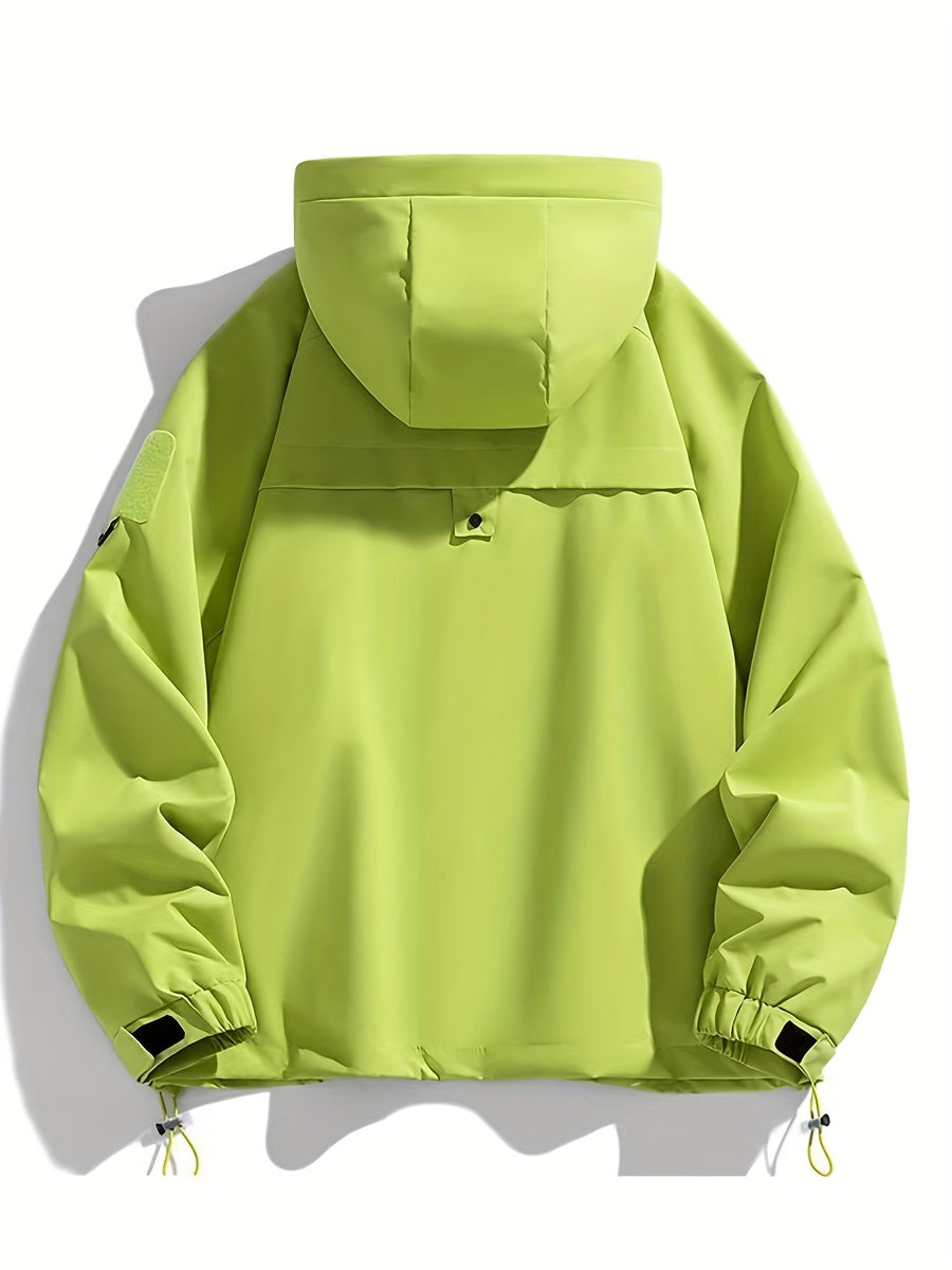 Windproof Mountain Series Jacket for Women, Four-Season Hooded Windbreaker Unisex Workwear Jacket - Fluorescent Green