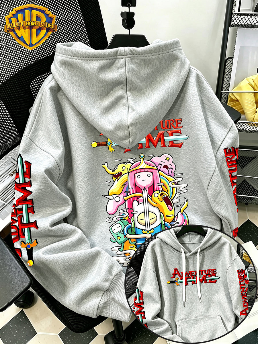 By Warner Bros., 2026 New Adventure Treasure Print, Men's Hoodie, Hooded Sweatshirt, Kangaroo Pocket and Drawstring Hat, Suitable for Daily and Outdoor Sports Wear, Autumn and Winter Warm Jacket, Fashionable Jacket - Light Grey