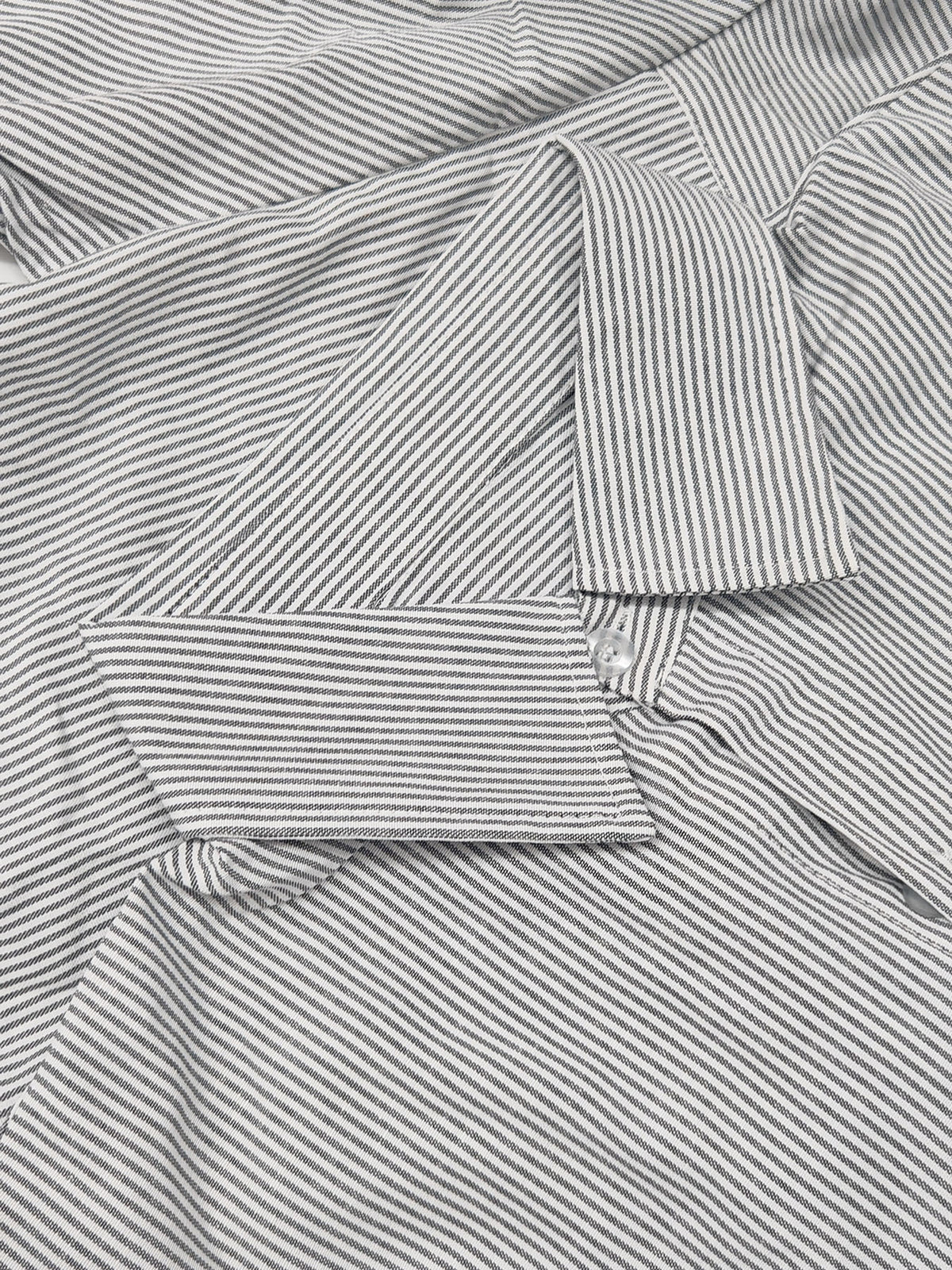 Summer Lightweight Cool and Handsome Fashionable Trendy Men's Simple Letter Print Short Sleeve Striped Loose Fit Casual Outerwear Shirt - Grey