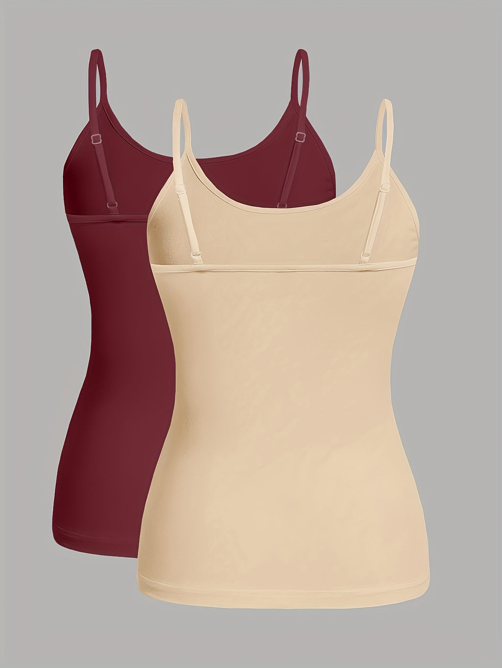 Fashion Women'S Camisole Vest Adjustable Buckle Style Women'S Clothing Sexy Lingerie 2pcs Set - Apricot+Burgundy